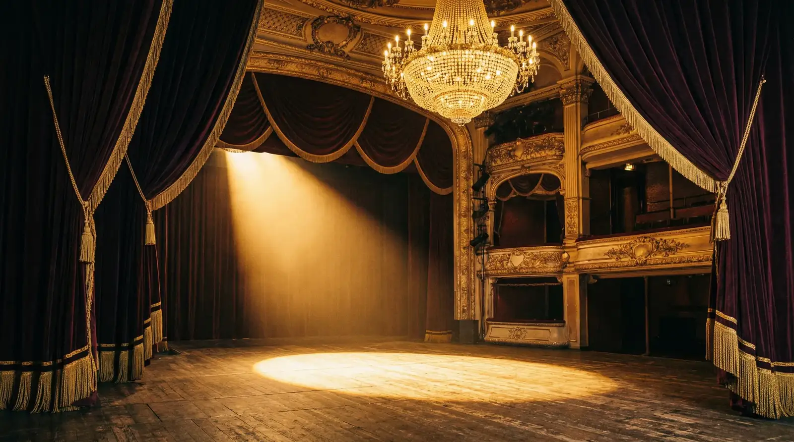 日本伦理 - 金色吊灯下的古典剧院舞台